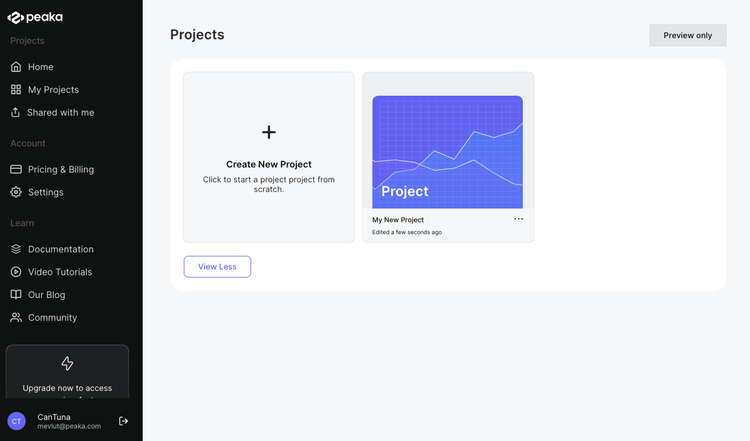success creating project view