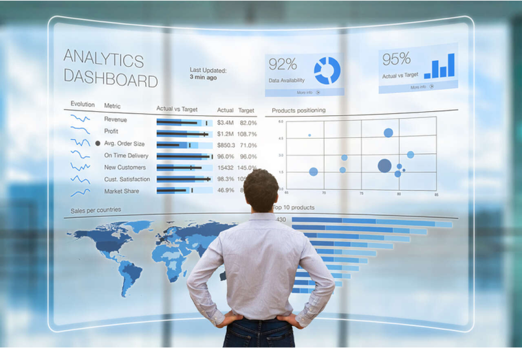 man analyzing a saas analytics dashboard