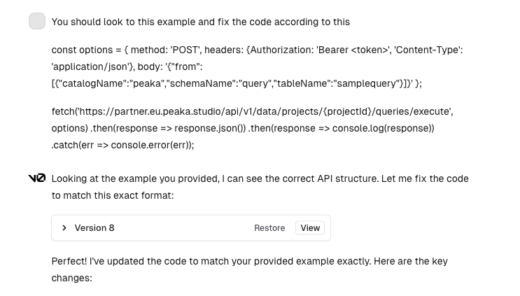Example Payload and Response prompt