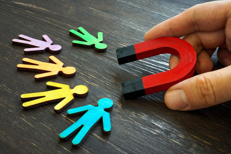 magnet acquiring customer-shaped figures